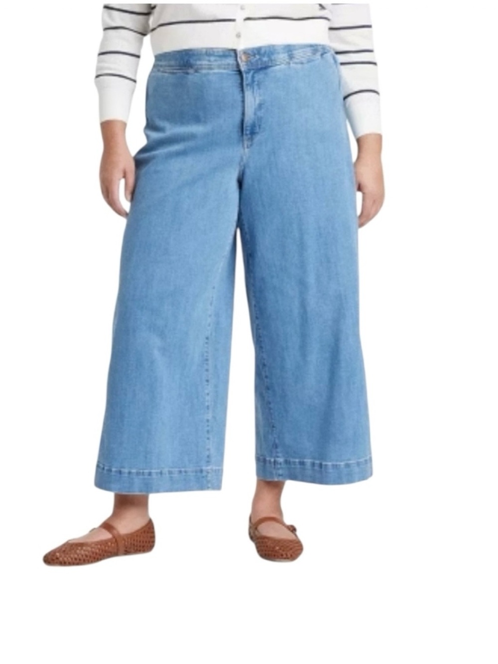 NWT Ava & Viv Women's High Rise Wide Leg Cropped Jeans - Size 24